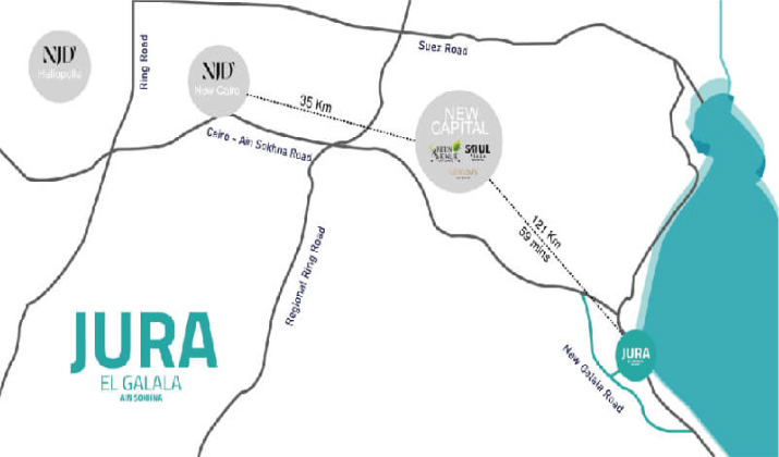 Location of Jura El Galala Ain Sokhna Village